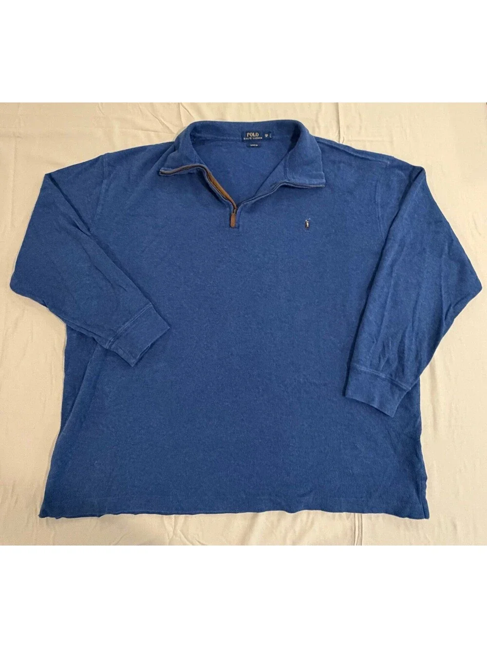 Polo Ralph Lauren Estate Rib 1/4 Zip Pullover Mens 2XB Big Blue Pony Sweater